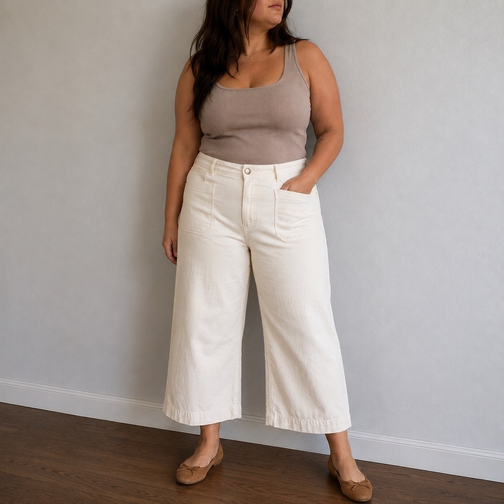 Maeve Cream The Colette Corduroy Wide Leg Crop Pants 16 Minimalist Boho